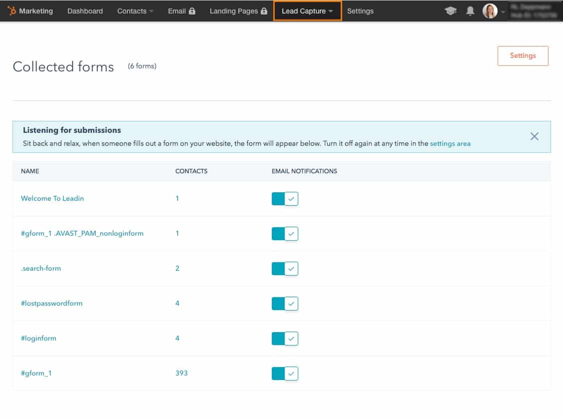 HubSpot Collected forms setup