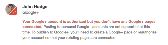 Google+ profile error