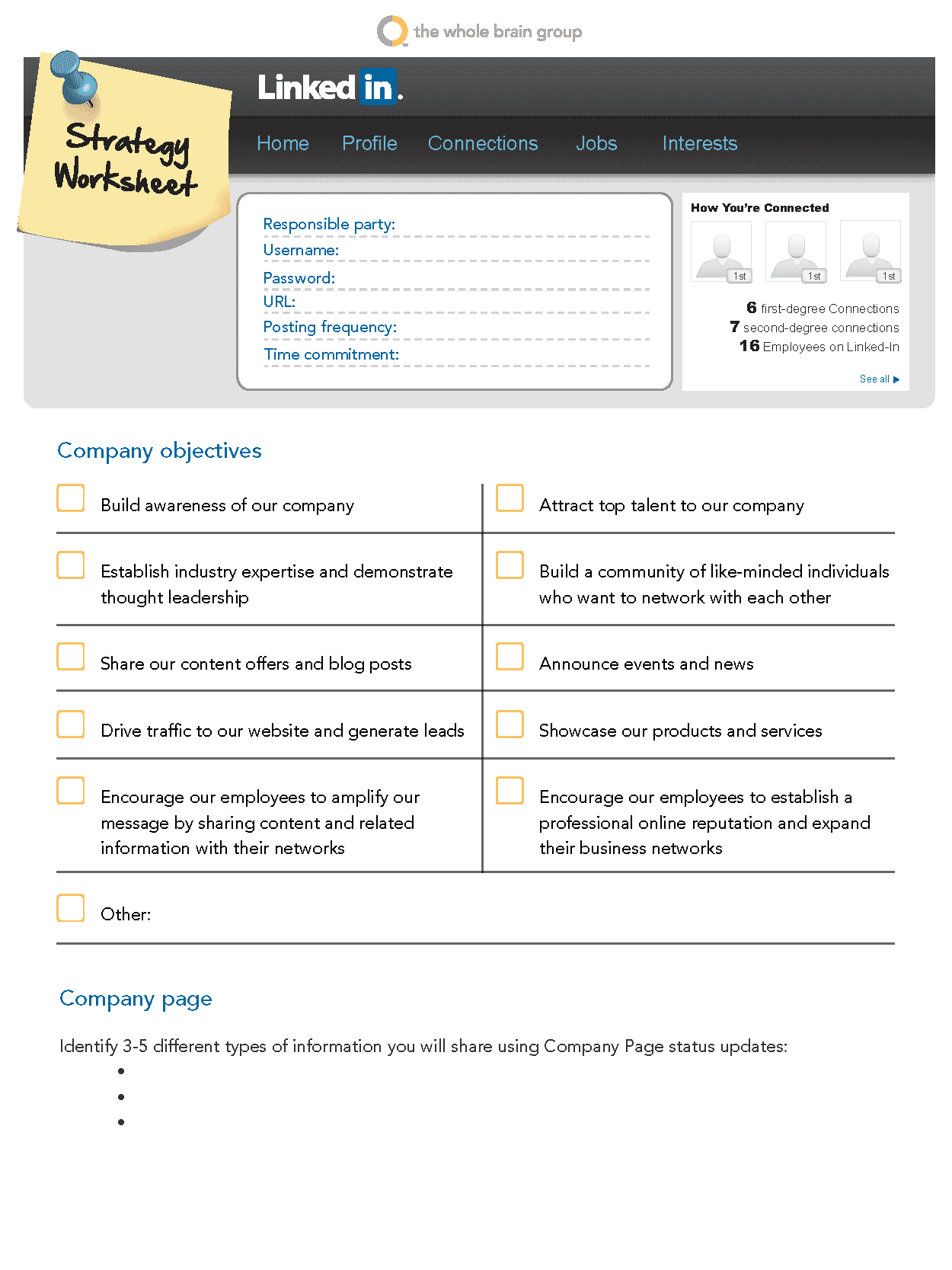 LinkedIn Strategy Worksheet - Page 1