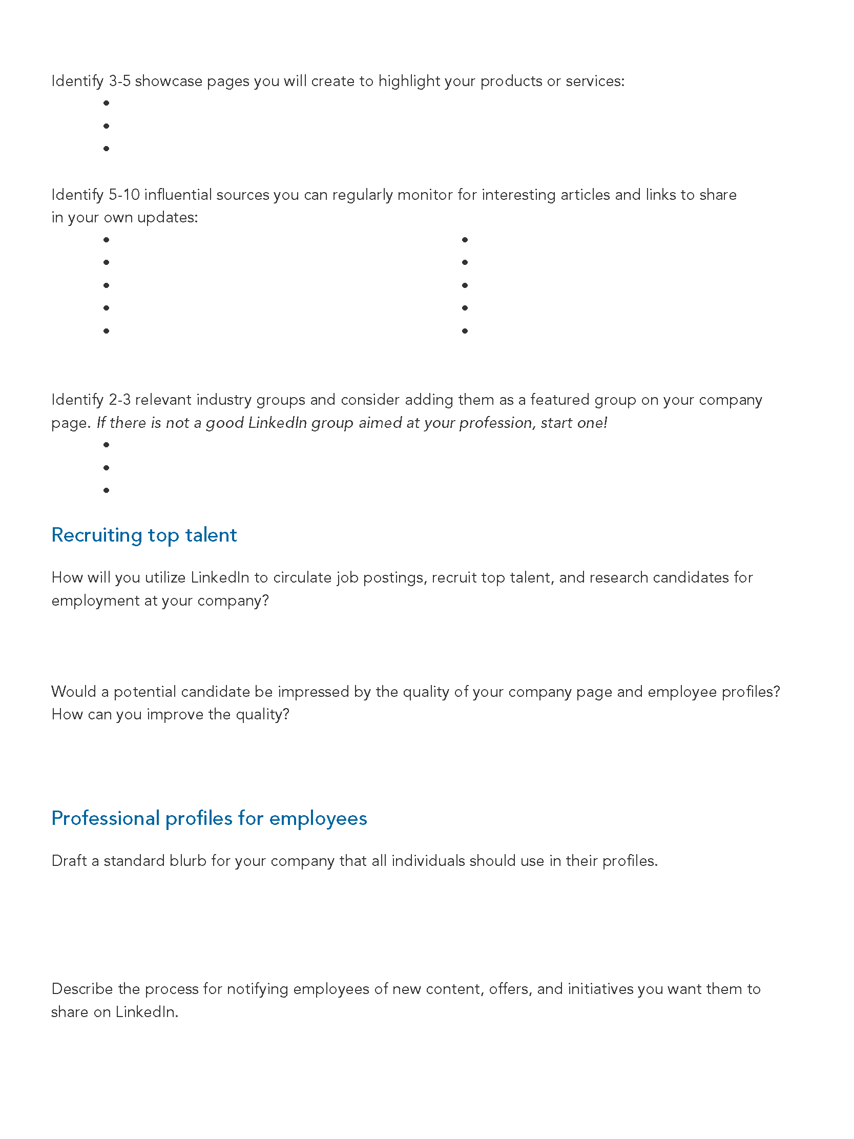 LinkedIn Strategy Worksheet - Page 2