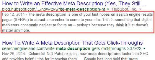 Google meta description