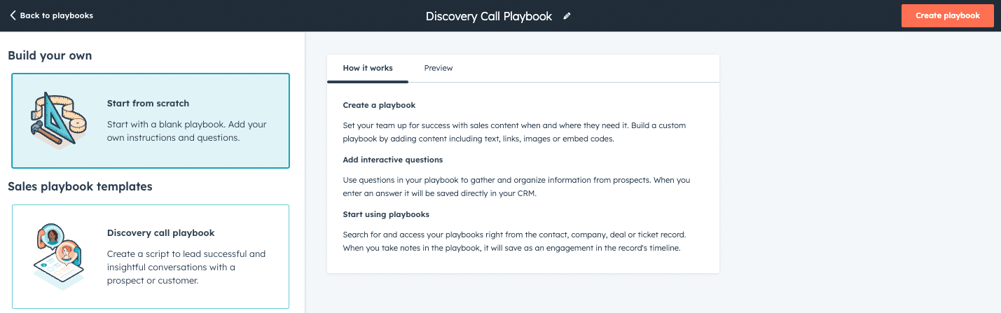 screenshot of the hubspot playbooks tool